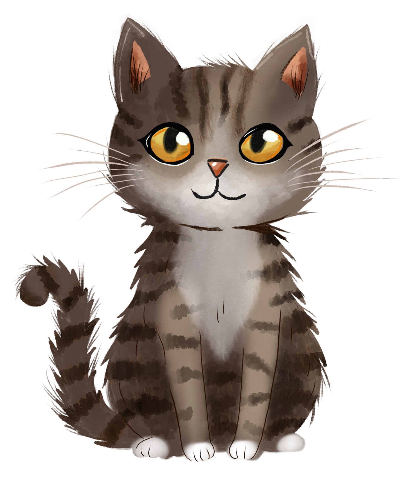 A hand-drawn tabby cat illustration